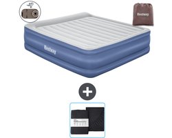 Bestway luchtbed - 2-Persoons - 193 x 203 x 56 cm - Grijs/Blauw - Inclusief pomp en Hoeslaken