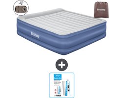 Bestway luchtbed - 2-Persoons - 193 x 203 x 56 cm - Grijs/Blauw - Inclusief pomp - Reparatieset