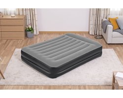 Bestway Luchtbed 2 Persoons - Luchtmatras 203 x 152 x 46 cm - met Ingebouwde Pomp en Leegloopventiel - Tritech Materiaal - Behoud zijn Vorm - Kampeer Accessoires - Zwart/Grijs