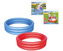 Bestway opblaasbaar kinder zwembad 122 cm doorsnede - 3 rings in de kleur rood of blauw