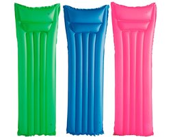 Bestway Opblaasbaar luchtbed 3 stuks - blauw / Roze / Groen - met hoofdkussen - 183 x 69 cm -