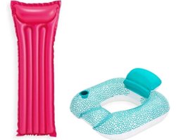 Bestway Opblaasbare Drijfstoel 102 x 94 cm + Intex luchtbed 183 x 69 cm LoungeStoel Zwembad Ligbed Luchtbed - Floating Bed - Beach Float - Float LoungeStoel - Drijvende Water Ligstoel - Opblaasbaar