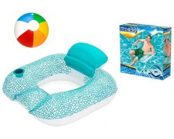 Bestway Opblaasbare Drijfstoel + Strandbal - Drijvende WaterStoel LoungeStoel WaterHangmat Zwembad Ligbed Luchtbed - Floating Bed - Beach Float - Float LoungeStoel - Drijvende Water Ligstoel - Opblaasbaar - Bal