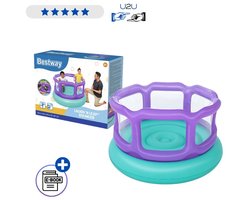Bestway Opblaasbare Trampoline Voor Kinderen - Springkussen Rond 152x152x84 cm - Indoor En Outdoor Speeltoestel Met Veilige Opblaasbare Wanden - Kinderspeelgoed Vanaf 3 Jaar Speelgoed 3 jaar Met Ebook