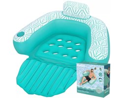 Bestway opblaasbare watermatras – luxe armstoel – met rugleuning en bekerhouder
