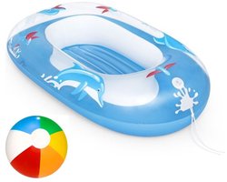 Bestway Opblaasbootje 102x69 cm met Strandbal - Bootje Opblaasboot Zwembad - Baby Float - Boot - Kinderen - Rubberboot