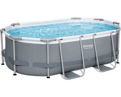 Bestway Power Steel 305x200x84 Cm Ovaal Zwembad Stalen Frame Boven De Grond Zilver 3668 Liters