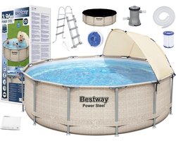 Bestway Power Steel zwembad 396 x 107 cm Rotan-look - complete set