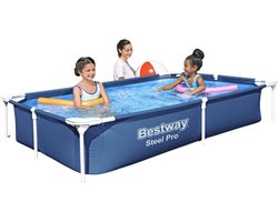 Bestway Steel Pro Zwembad - 221x150x43 cm - Rechthoekig - Zwembad Opzetbaar - Zwembad Familie - Zwembad Klein Tuin - Zwembad 1200 L - Zwembad 43 Cm
