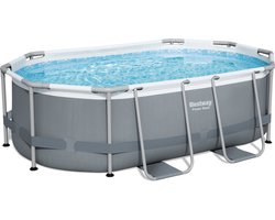 Bestway zwembad power steel set ovaal grijs 305x200x84 Inclusief filterpomp