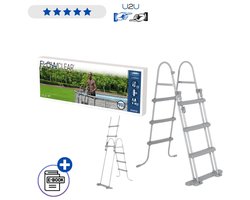 Bestway Zwembadladder 58330 107 cm - Veilige Dubbele Pool Ladder Met Antislip Treden En Afneembare Stappen - Stalen Frame Voor Opzetzwembad En Frame Pool Met Ebook