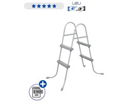 Bestway Zwembadladder 84 cm 58430 - Dubbele Veiligheidsladder Voor Opzetzwembad Met Antislip Treden - Metalen Pool Ladder Voor Eenvoudig In En Uitstappen Sterk En Corrosiebestendig Met Ebook
