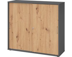 BETA 1753S - Hoogte van de map | 3 OH Schuifwandkast Grafiet/Essen-Eik