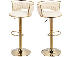 Betaalbare Goederen® Barkruk - beige - set van 2 - barkrukken - barkrukken set van 2 - bar kruk - woonkamer - klassiek - uniek