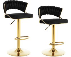 Betaalbare Goederen® Barkruk - zwart - set van 2 - barkrukken - barkrukken set van 2 - bar kruk - woonkamer - klassiek - uniek