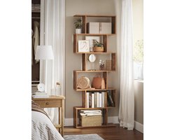 Betaalbare Goederen® Boekenkast - Bruin - Met 6 Niveaus - Vrijstaande Kast - Decoratieve Plank - Boekenrek- Boekenkast Kind