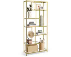 Betaalbare Goederen® Boekenkast - Goud - Met 6 Niveaus - Vrijstaande Kast - Decoratieve Plank - Boekenrek- Boekenkast Kind
