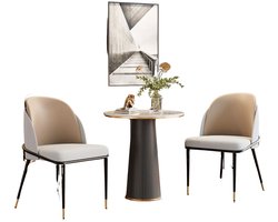Betaalbare Goederen® Eetkamerstoel - Beige - set van 2 - eetkamerstoelen - eetkamerstoelen met armleuning - eetkamer stoelen