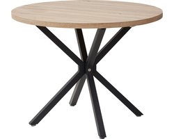 Betaalbare Goederen® Eettafel - 100 cm - Luxe - Zwart Onderstel - Donkerbruine blad - Rond - Meubels