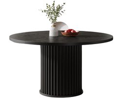 Betaalbare Goederen® Eettafel - Luxe - Zwart Onderstel - Marmer Look - Rond - Meubels - eettafel rond - eettafel zwart