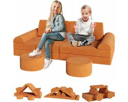 Betaalbare Goederen® Kinder speelbank - oranje - speelgoedbank - speelkussens - bank - meisjes - jongens - zitten