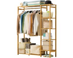 Betaalbare Goederen® Kledingrek - Hout - Bamboe - Met Planken - kKedinghangers - Kleding Rek - Dressboy