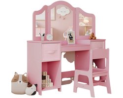 Betaalbare Goederen® Make-up tafel kinderen - Kaptafel - roze - make-up tafel - klaptafels - kaptafel zonder spiegel - make up tafel - bureau