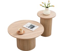 Betaalbare Goederen® Salontafel - houtskleur - rond - salontafels - salon tafel - salontafel marmer - klassiek - modern - salontafel rond