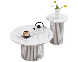 Betaalbare Goederen® Salontafel - wit - rond - salontafels - salon tafel - salontafel marmer - klassiek - modern - salontafel rond