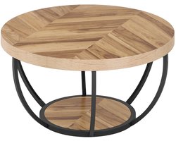 Betaalbare Goederen® Salontafel - zwart met bruin blad - salontafels - salon tafel - salontafel marmer - klassiek - modern