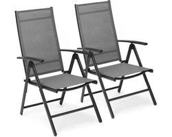 Betaalbare Goederen® Tuinstoel - set van 2 - grijs - tuinstoelen - tuinstoelen verstelbaar - verstelbare tuinstoel - tuinstoelen stapelbaar