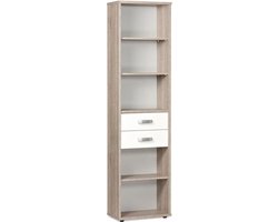 Beter Bed Basic boekenkast Pep - 52 x 199 x 30 cm - Eiken/wit