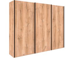 Beter Bed Craft Schuifdeurkast - Kledingkast met 3 Deuren - 300x217x67 cm - Eiken