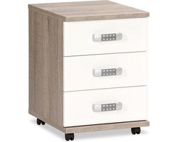 Beter Bed Pep Ladeblok Bureau - Met Wieltjes en 3 Lades - Eiken / Zwart