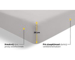 Beter Bed Select Jersey Hoeslaken - 100 x 200/210/220 cm - 100% Katoen - Matrasbeschermer - Matrashoes - Lichtgrijs