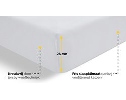 Beter Bed Select Jersey Hoeslaken - 120 x 200/210/220 cm - 100% Katoen - Matrasbeschermer - Matrashoes - Wit