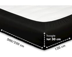 Beter Bed Select Jersey Hoeslaken - 120 x 200/210/220 cm - 100% Katoen - Matrasbeschermer - Matrashoes - Zwart