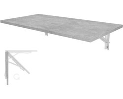 Beton wandklaptafel 80x40 cm - Inklapbare eettafel voor aan de muur - Keukentafel met bartafel - Staande tafel voor wandmontage op kantoor - Keuken eettafel klaptafel wandmontage