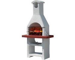 Betonnen Barbecue - Buitenkeuken Steen - Gezellig Buiten Koken - Duurzaam Betonontwerp - 210cm Hoog - Wit