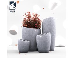 Betonnen bloembak rond Ares S (35x35x40 cm) Cream | Voor buiten én binnen!