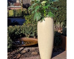 Betonnen bloembak rond Ares XL (48x48x120 cm) Cream | Voor buiten én binnen!