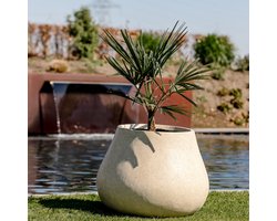 Betonnen bloembak rond Ash S (66x50 cm) Off-White | Voor buiten én binnen!