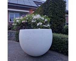 Betonnen bloembak rond Diana XL (90x68 cm) White | Voor buiten én binnen!