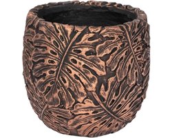 Betonnen Plantenbak - Bloempot Pot - Planten Binnen Buiten - Handgemaakt Reliëfontwerp - Medium - Messing