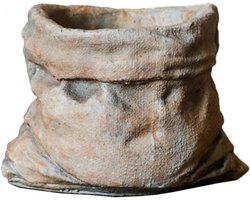 Betonnen Plantenbak - Unieke Pot - Planten Decoreren - Imitatie Linnen - 23x17x17cm - Bruin