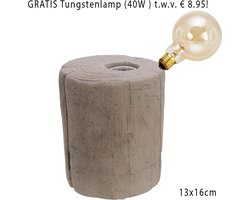 Betonnen Tafellamp inclusief 40W Ronde Tungsten filament lamp, Tafellamp - beton - grijs - industrieel - bedlamp - slaapkamer lamp - Moederdag kado