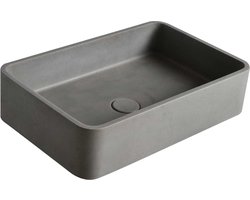 Betonnen wastafel natuurlijk beton, opzetwaskom beton, rechthoekige wasbak grijs beton, rechthoek 50x32,5x12 cm BET-504nc