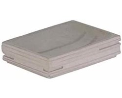 Betonnen zeepschaaltje - Hoekige houder voor zeep - Badkamer netjes organiseren - Uitgerust met verhogingen - 11 x 25 x 8 cm - Beige