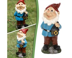 Betoverend Tuinkabouterbeeld Met Sierlijke Lantaarn- Prachtige Tuindecoratie-9*8*20cm