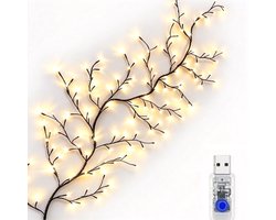 Betoverende Wilgentak-Lichtslinger - met Afstandsbediening - 144 LED-lampjes - 2,3 meter Twinkelende Boomtak met Afstandsbediening - lichtgevende boom - interieurdecoratie - Woonkamer & Huisdecoratie - voor muur, slaapkamer, woonkamer, binnenshuis